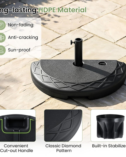 Giantex Half Round Patio Umbrella Base 44 lbs Fillable Half Umbrella Stand