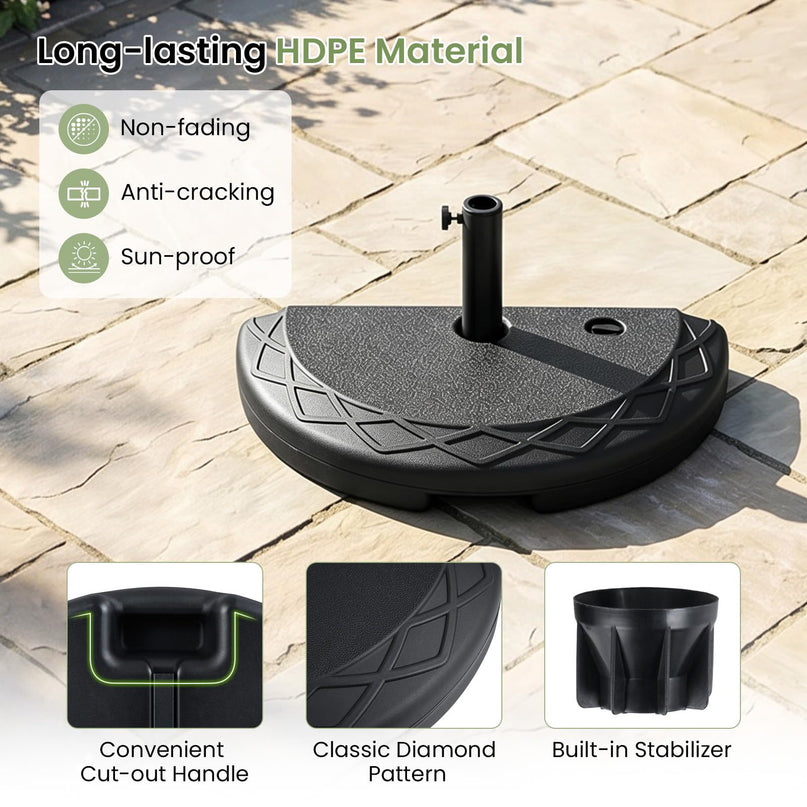 Giantex Half Round Patio Umbrella Base 44 lbs Fillable Half Umbrella Stand