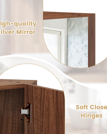 Giantex Corner Medicine Cabinet, 23.5” Over The Toilet Storage Cabinet with Mirror Door, Adjustable Shelf