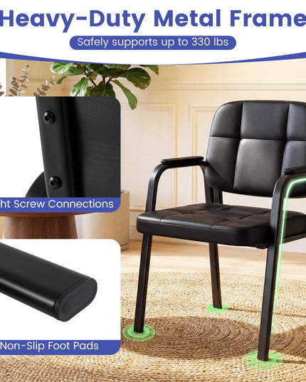 Fauteuils de réception de bureau en cuir Giantex avec accoudoirs rembourrés