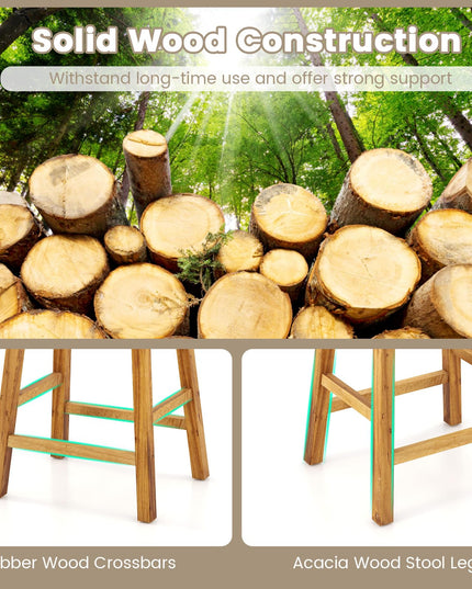 Giantex 25.5/31" Woven Bar Stools Set of 2/4, Faux PU Leather Counter Height Saddle Stools with Woven Curved Seat