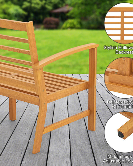 Giantex Acacia Wood Outdoor Bench, 3-Seat Patio Bench with Removable Cushion