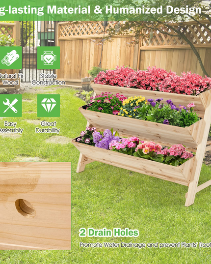 Giantex Raised Garden Bed, Vertical Planter with Storage Shelf (Natural)
