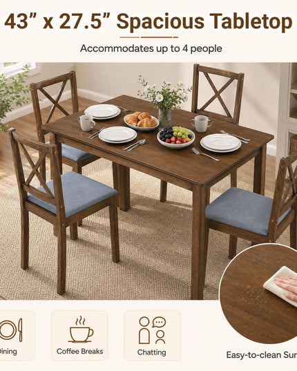 GIANTEX Dining Table Set with X-Shaped Backrest for Small Space