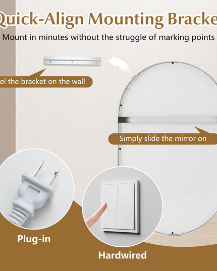 GIANTEX 20" x 32" Capsule Bathroom Mirror with Front-Lit & Backlit