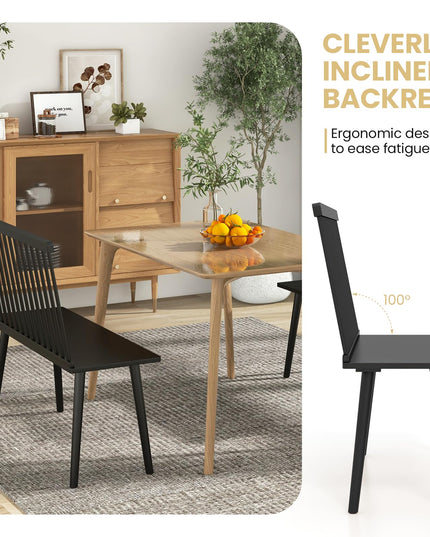 Giantex Entryway Bench for 2, Windsor Bench with Spindle Back & Anti-Slip Foot Pads