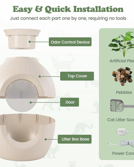 Giantex Cat Litter Box Plant - Hidden Litter Box Furniture with Lights