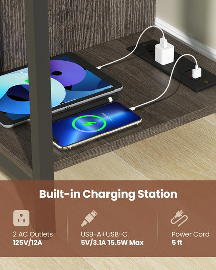 Giantex TV Stand for TV Up to 50” TVs, Entertainment Center with Charging Station, USB & Type C Ports