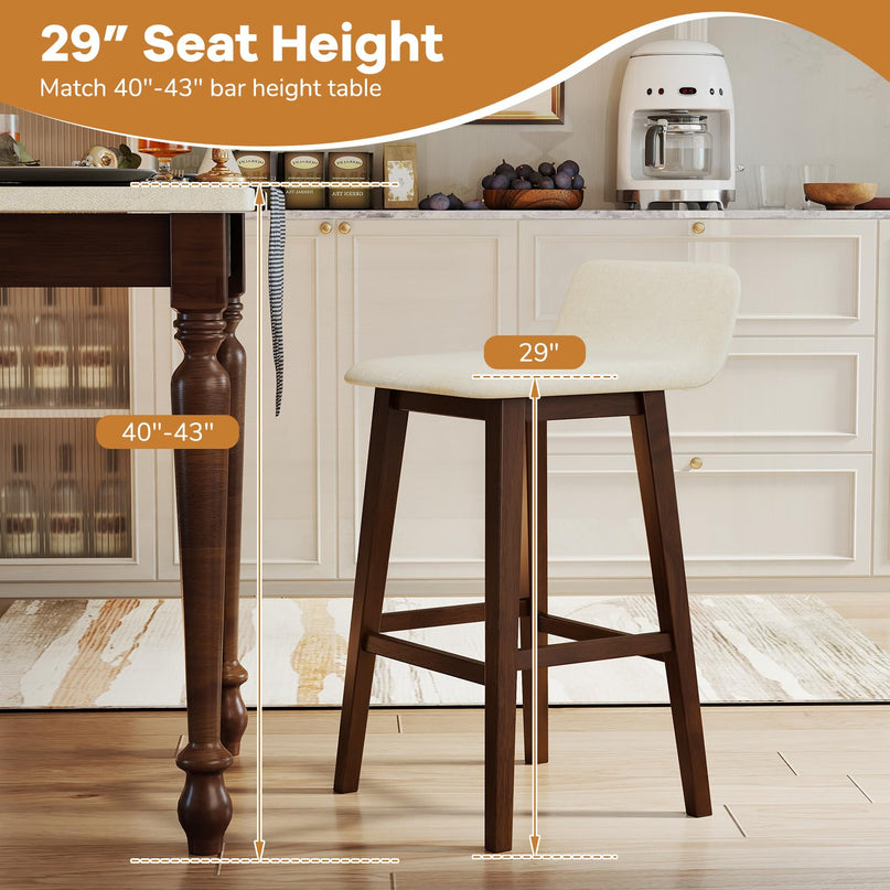Giantex 29" Bar Stools Set of 2/4 with Low Back for Kitchen Island
