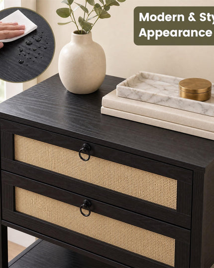 GIANTEX 27" Wide Rattan Nightstand with 2 Drawers (1/2)