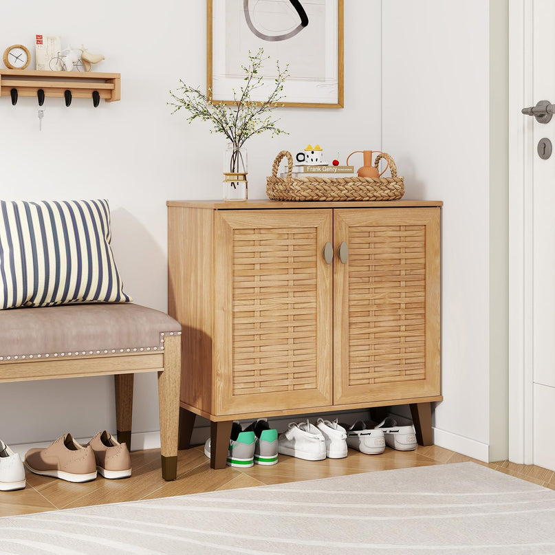 Giantex 4-Tier Shoe Cabinet with 2 Doors & 3 Removable Shelves