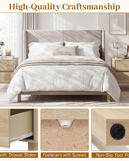 Giantex Wood Night Stand w/2 Storage Drawers & Anti-Tipping Device (1/2)