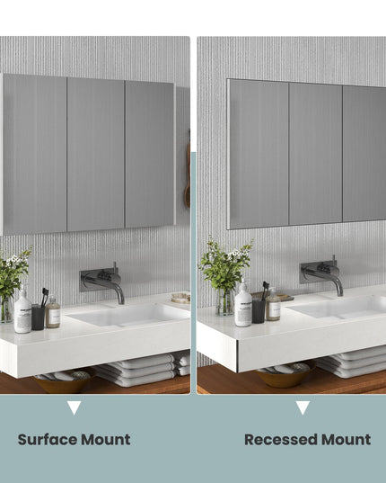 Giantex Bathroom Medicine Cabinet with Mirror - Extra Large Wall Mounted Cabinet with 3 Frameless Mirrored Doors