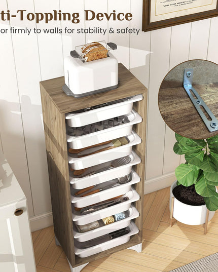 Giantex Sideboard Buffet Cabinet with 8 Plastic Storage Drawer