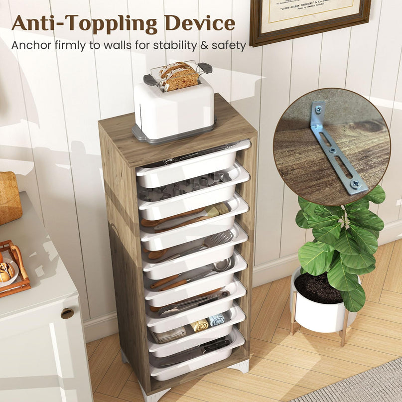 Giantex Sideboard Buffet Cabinet with 8 Plastic Storage Drawer
