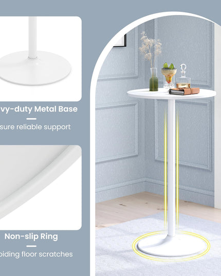 Giantex Two-in-one Bar Table with Detachable Pole, Metal Base, 24" Round Top, 40"/22" Two Convertible Height