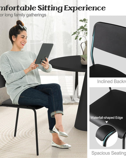Giantex Metal Dining Chairs Set of 4, Stackable Lightweight Kitchen Chairs w/Tilted Backrest & Sturdy Metal Legs