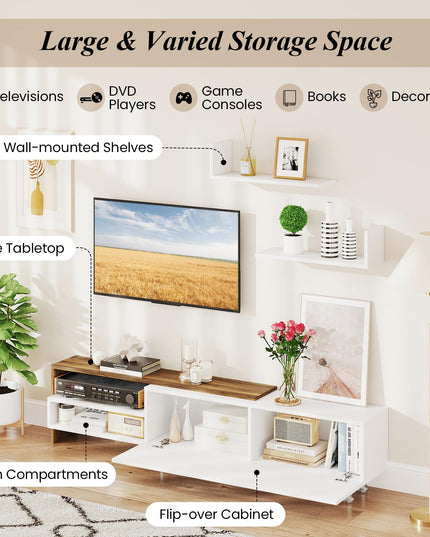Giantex 80 Inch TV Stand and 2 Floating Shelves Set