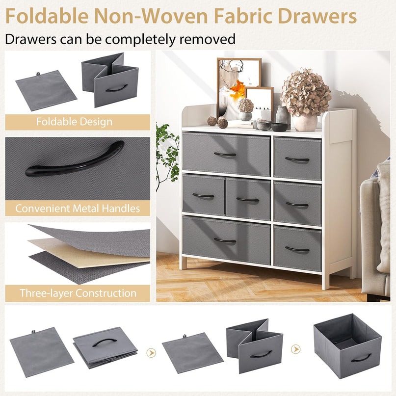 Giantex Storage Cabinet with 7 Drawers & Open Shelf, Chest of Drawers, Console Table