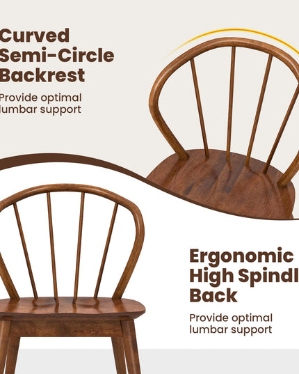 Giantex Wooden Dining Chairs Set of 2/4, Windsor Kitchen Chairs w/High Spindle Back & Rubber Wood Legs