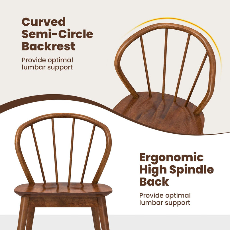Giantex Wooden Dining Chairs Set of 2/4, Windsor Kitchen Chairs w/High Spindle Back & Rubber Wood Legs