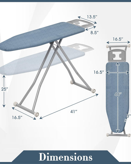 Giantex Ironing Board with Iron Rest, Carbon Steel Iron Board with 4 Layer Heat Resistant Cover & Pad