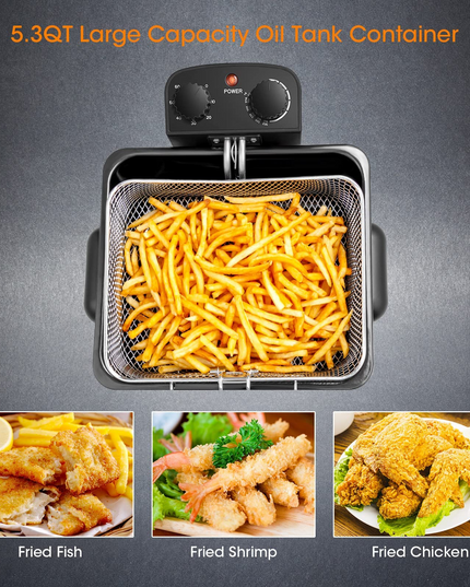 1700W Electric Deep Fryer with 3 Baskets - Giantex