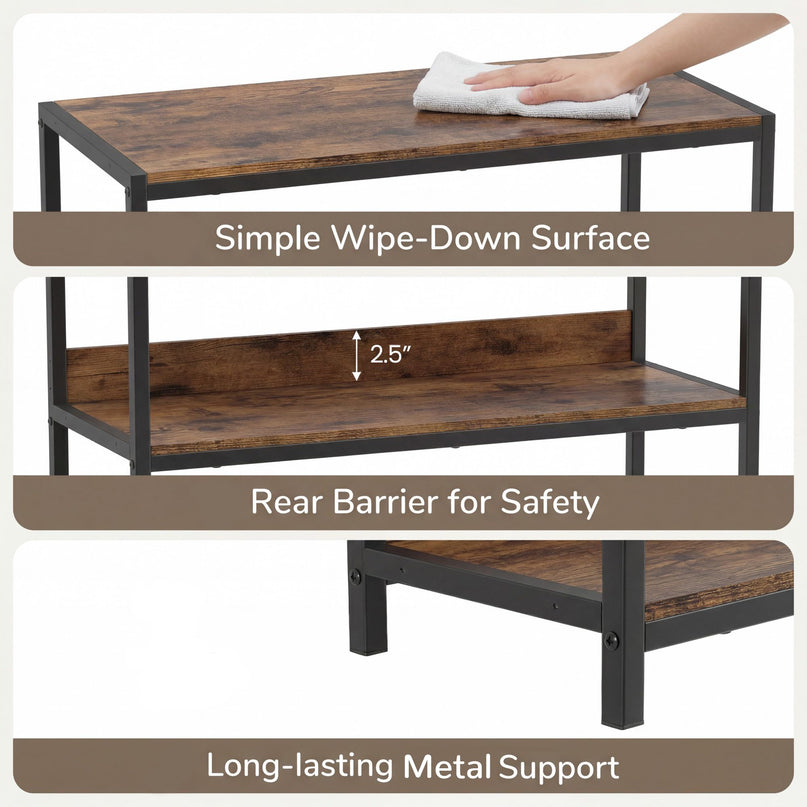 Giantex Industrial 3-Tier Small Bookshelf with Wooden Shelves and Metal Frame (1/2)