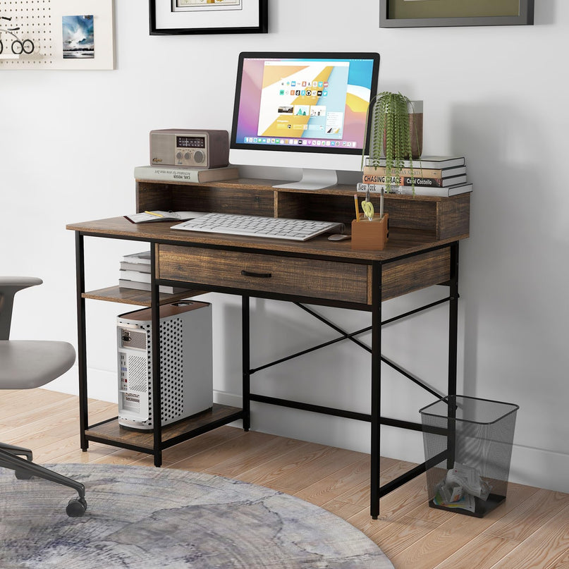 Giantex Computer Desk with Monitor Shelf
