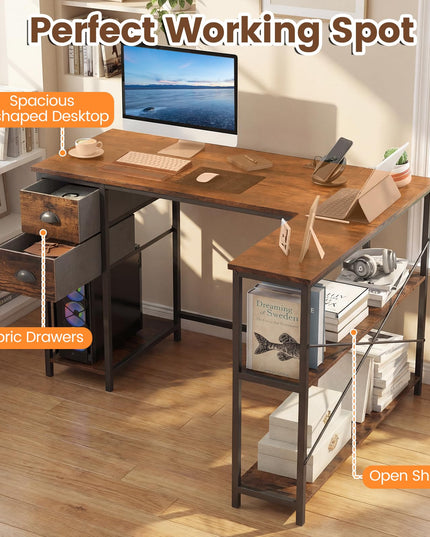 Giantex 48" L Shaped Desk with Charging Station