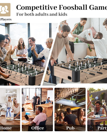 Giantex 54 Inch Foosball Table - Wood Football Table Competition Sized, Arcade Soccer Game Table with 2 Balls
