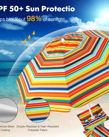 Giantex Beach Umbrella with Cup Holder Table and Sandbag