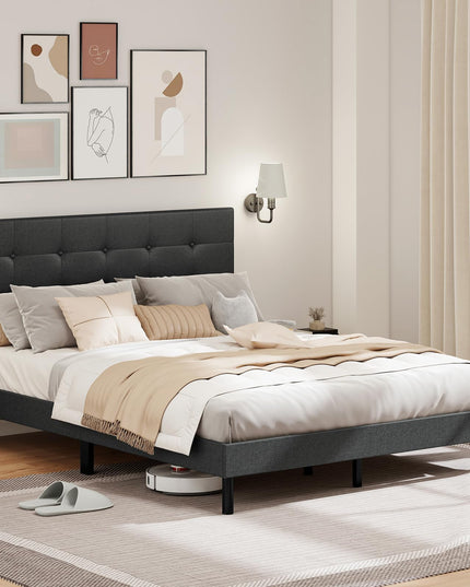 Giantex Queen Bed Frame with Button Tufted Headboard