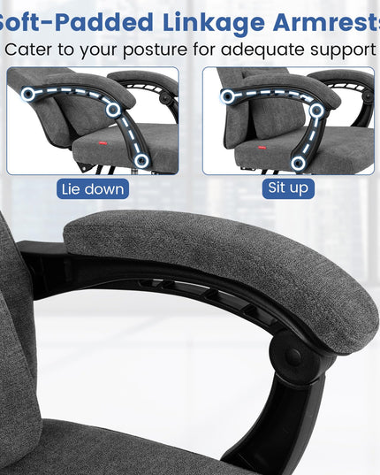 Giantex Reclining Office Chair with Padded Linkage Armrests