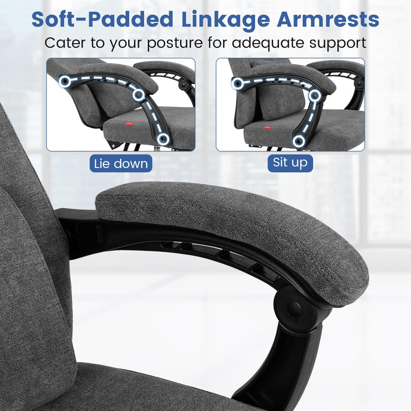 Giantex Reclining Office Chair with Padded Linkage Armrests