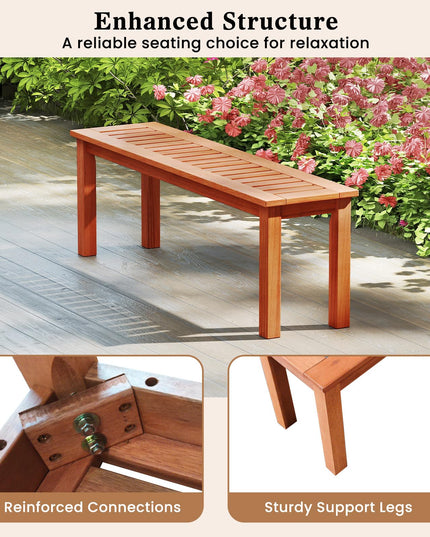 Giantex 47" Outdoor Bench with Slatted Seat 705Lbs Capacity Solid Wood Frame