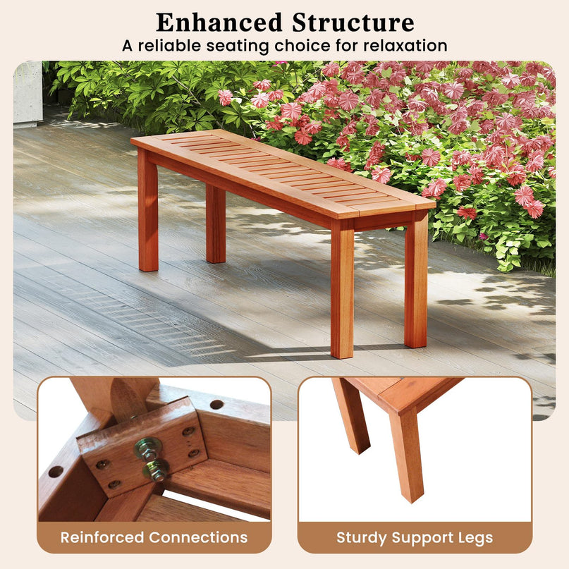 Giantex 47" Outdoor Bench with Slatted Seat 705Lbs Capacity Solid Wood Frame