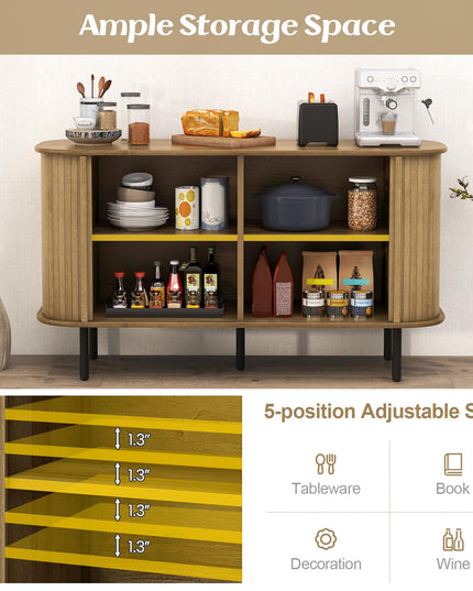 Giantex Kitchen Storage Cabinet, 47” Buffet Cabinet with Storage, Wooden Sideboard w/ 2 Sliding Tambour Doors