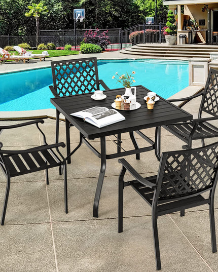 Giantex Patio Dining Table, Outdoor Bistro Table for 4 Person, with Umbrella Pole Hole