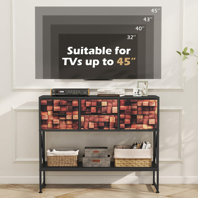 Giantex 39" Console Table with 4 Fabric Drawers