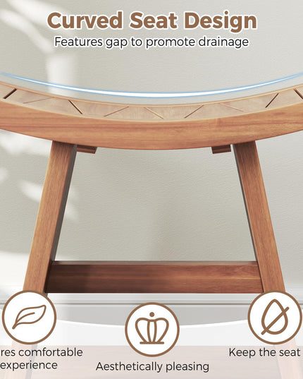 18" x 13" x 17.5" Waterproof Shower Stool with Curved Seat for Inside Shower