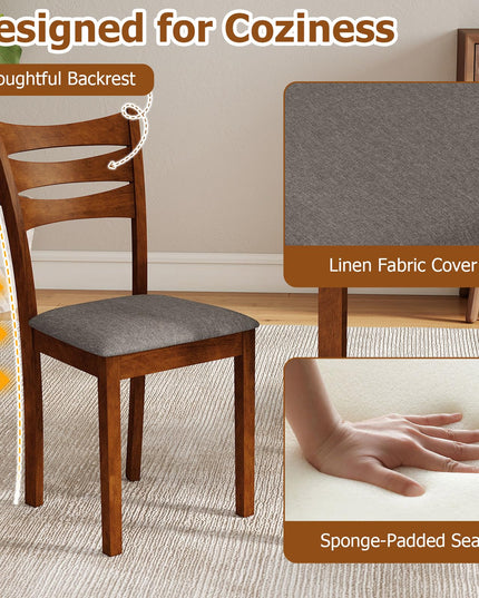 Giantex Rectangular Kitchen Table Set w/ 4 Upholstered Chairs for 4