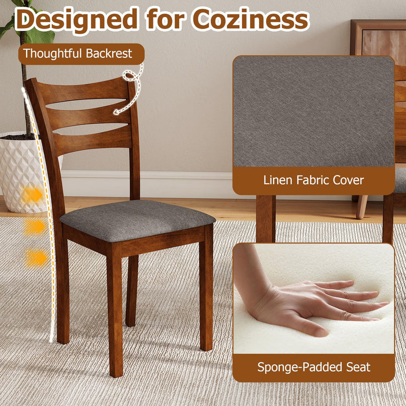 Giantex Rectangular Kitchen Table Set w/ 4 Upholstered Chairs for 4