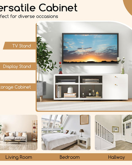 Giantex TV-Stand for Bedroom Entertainment Center - Modern TV Console Cabinet with 2 Drawers, 4 Compartments