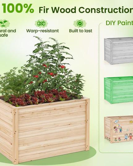 Giantex 40"x25"x26" Elevated Planter Box with Open-Ended Base for Deep-Rooted Plant