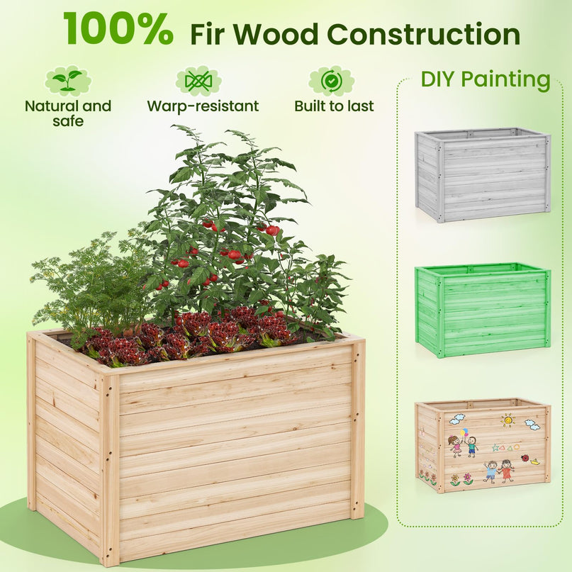 Giantex 40"x25"x26" Elevated Planter Box with Open-Ended Base for Deep-Rooted Plant