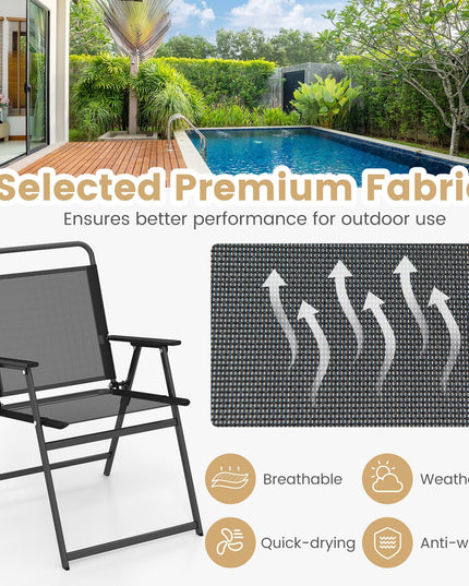Giantex 3-Piece Patio Bistro Set, Outdoor Folding Chairs & Table Set, Outdoor Conversation Set for Balcony Yard Poolside