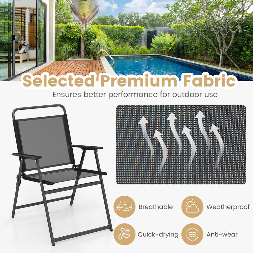 Giantex 3-Piece Patio Bistro Set, Outdoor Folding Chairs & Table Set, Outdoor Conversation Set for Balcony Yard Poolside