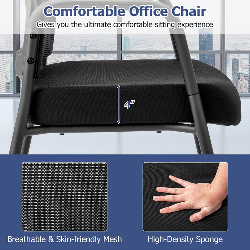 Giantex Waiting Room Chairs - Reception Chairs, Office Guest Chairs with Wheels, Metal Frame & Armrests