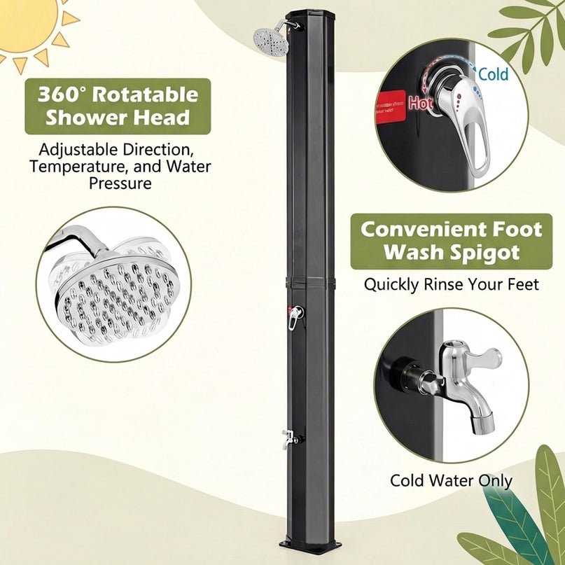 Giantex 7.5 FT 15.9 Gallon Solar Heated Outdoor Shower